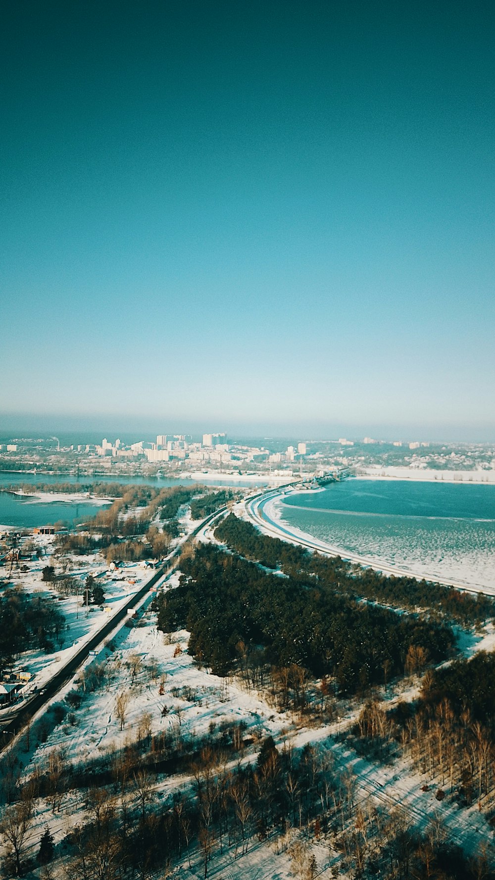 aerial photo of island