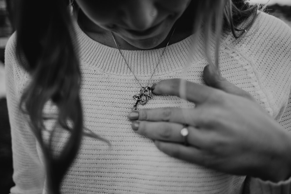 grayscale photo of woman