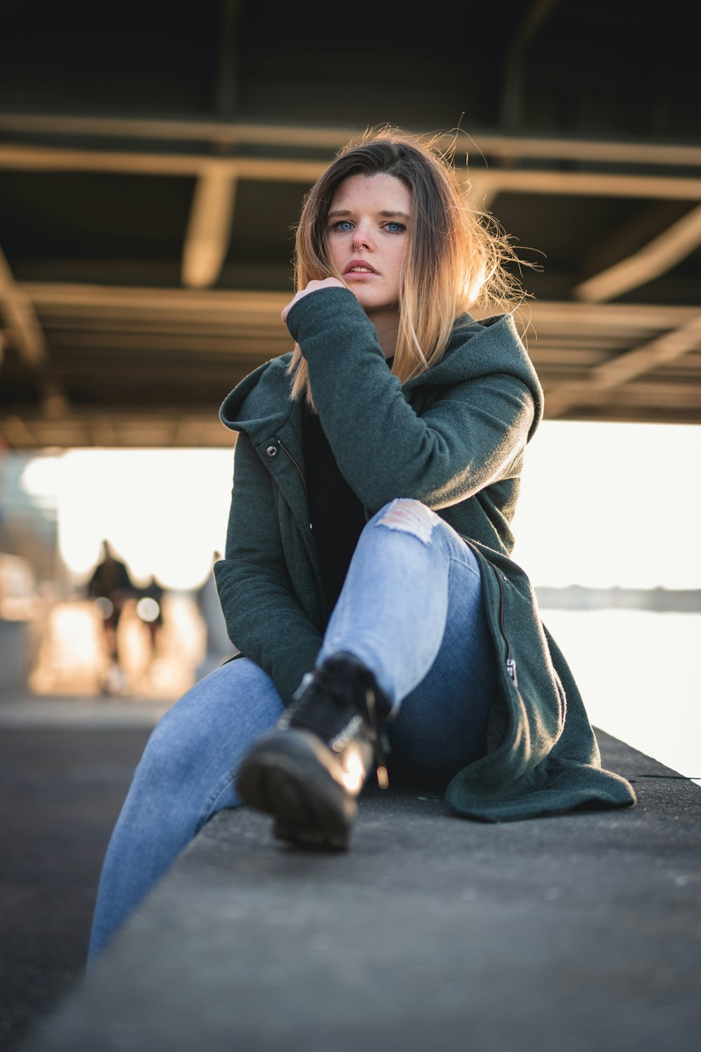 woman sitting on bench