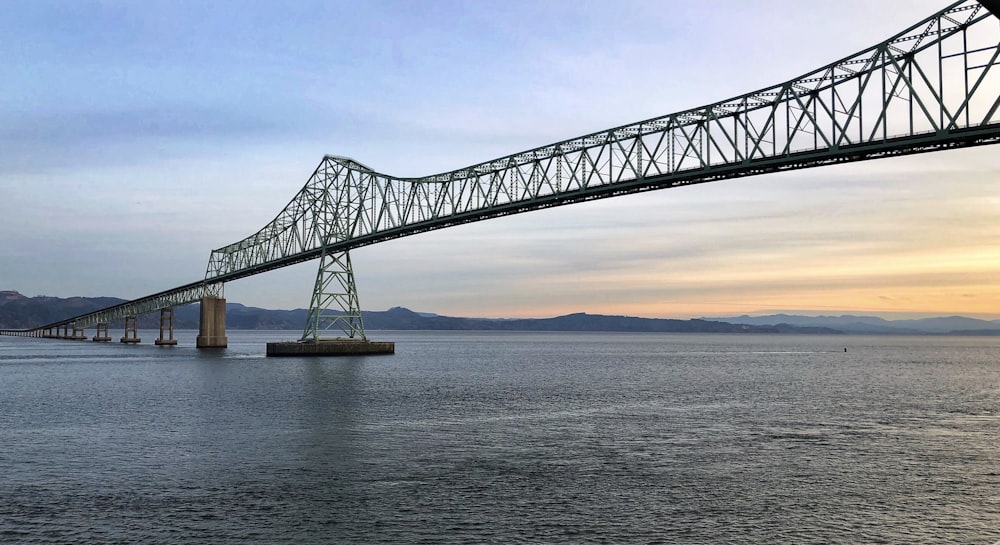 black bridge at sunset