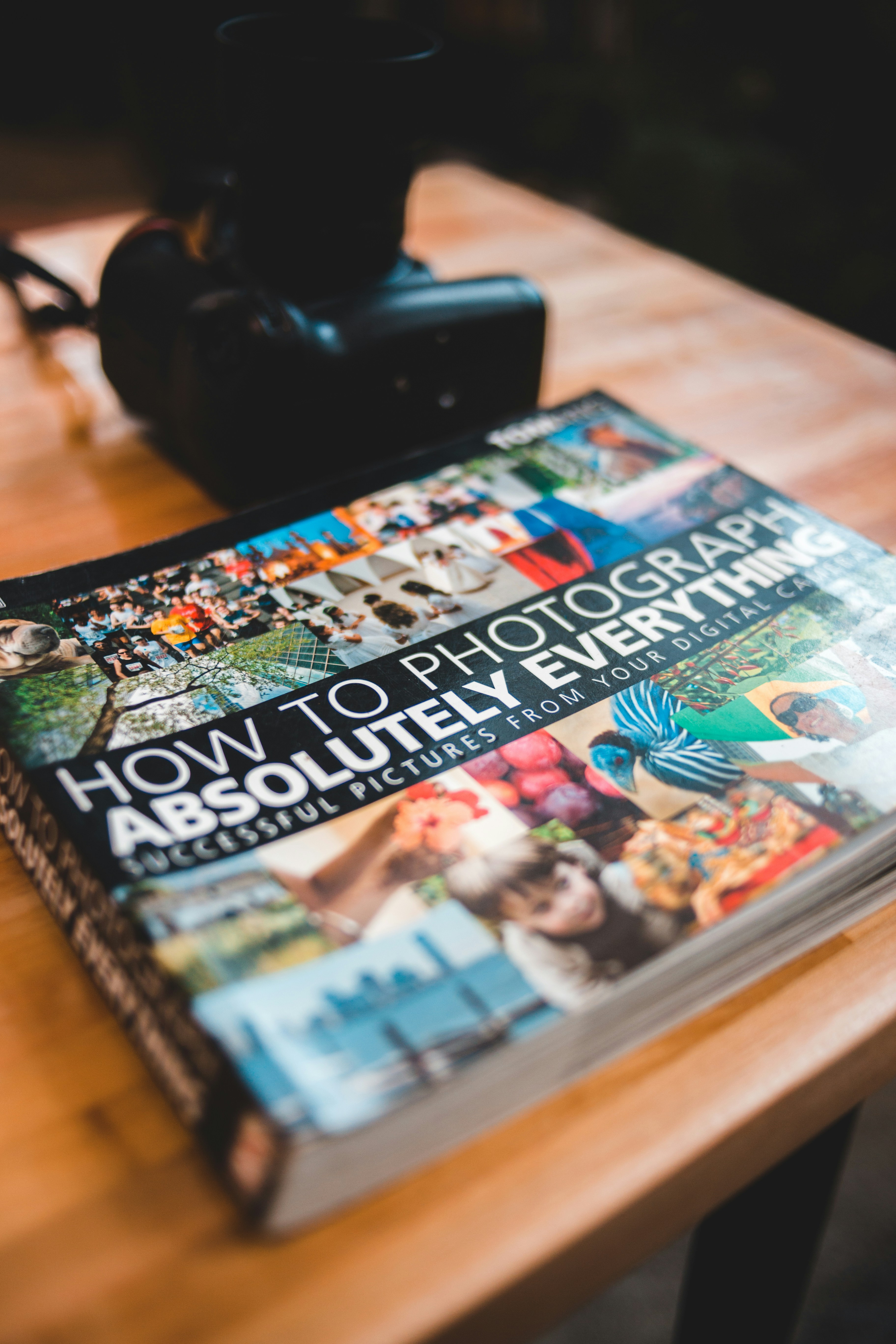 How to photograph absolutely everything book beside black camera photo