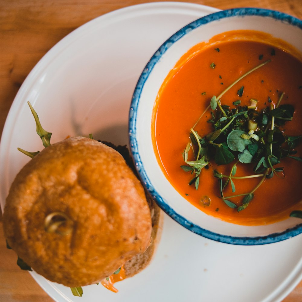 burger and squash soup