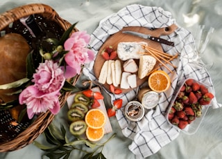 sliced cheese on brown tray