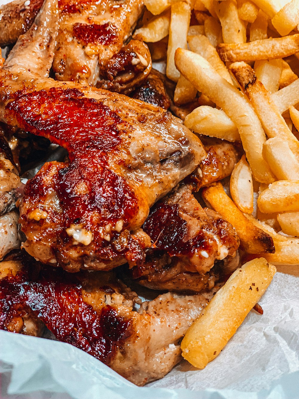 potato fries and chicken wings