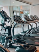 black and grey threadmills