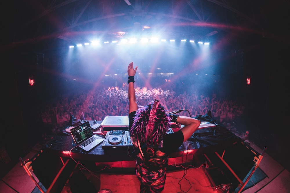 a dj performing in front of a crowd at a concert