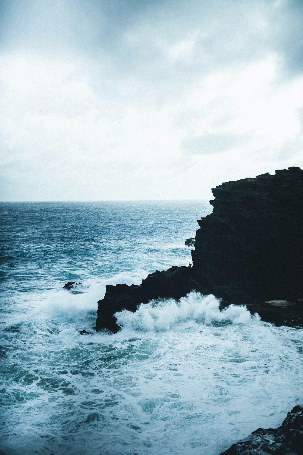 ocean under cloudy sky