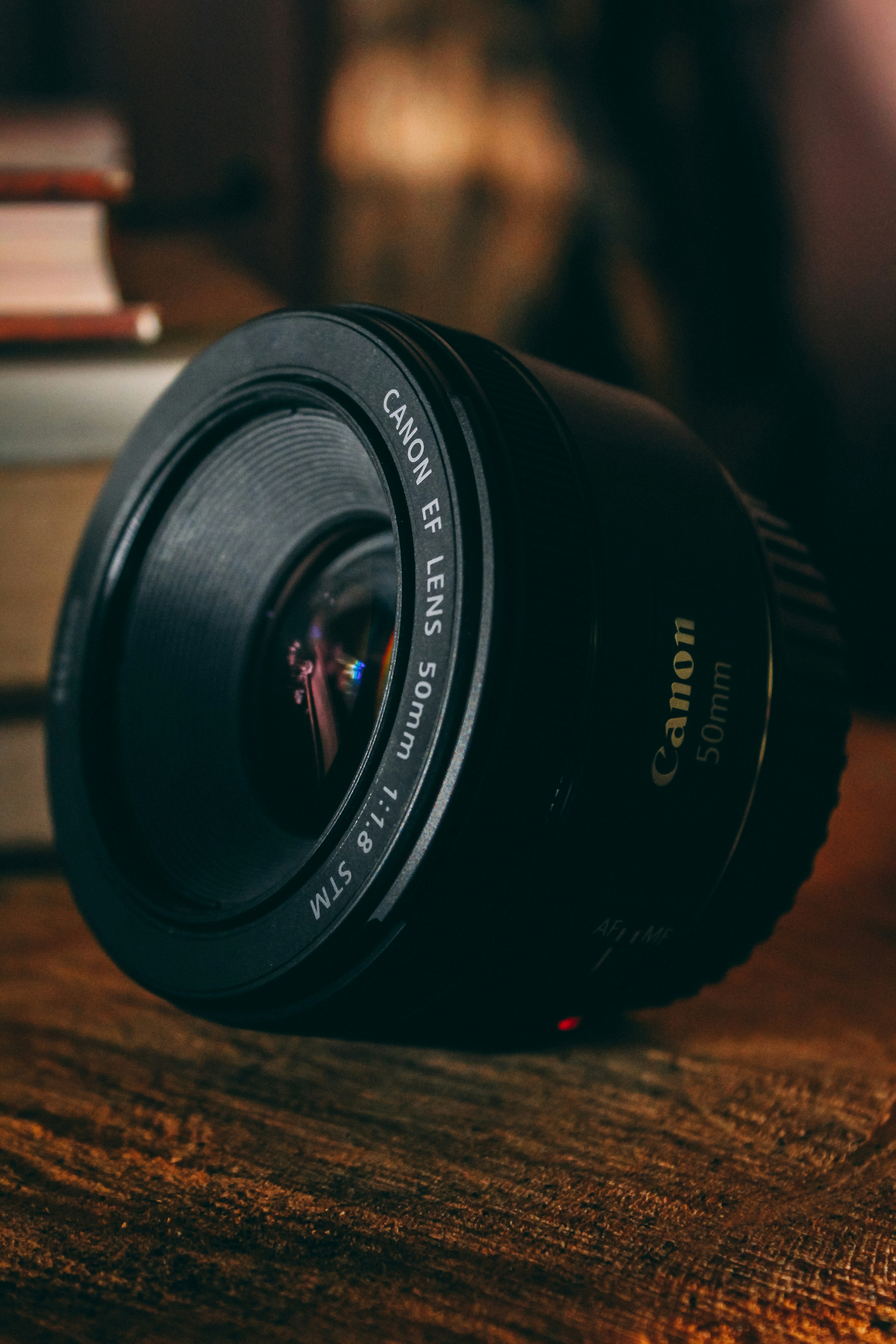 50 mm black Canon telephoto lens