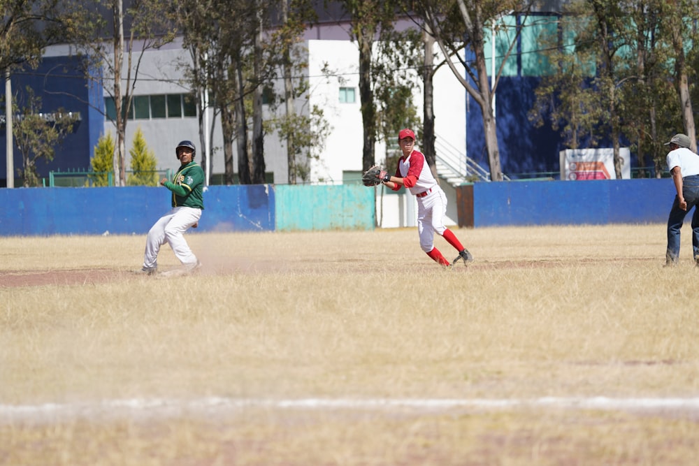 a group of young men playing a game of baseball