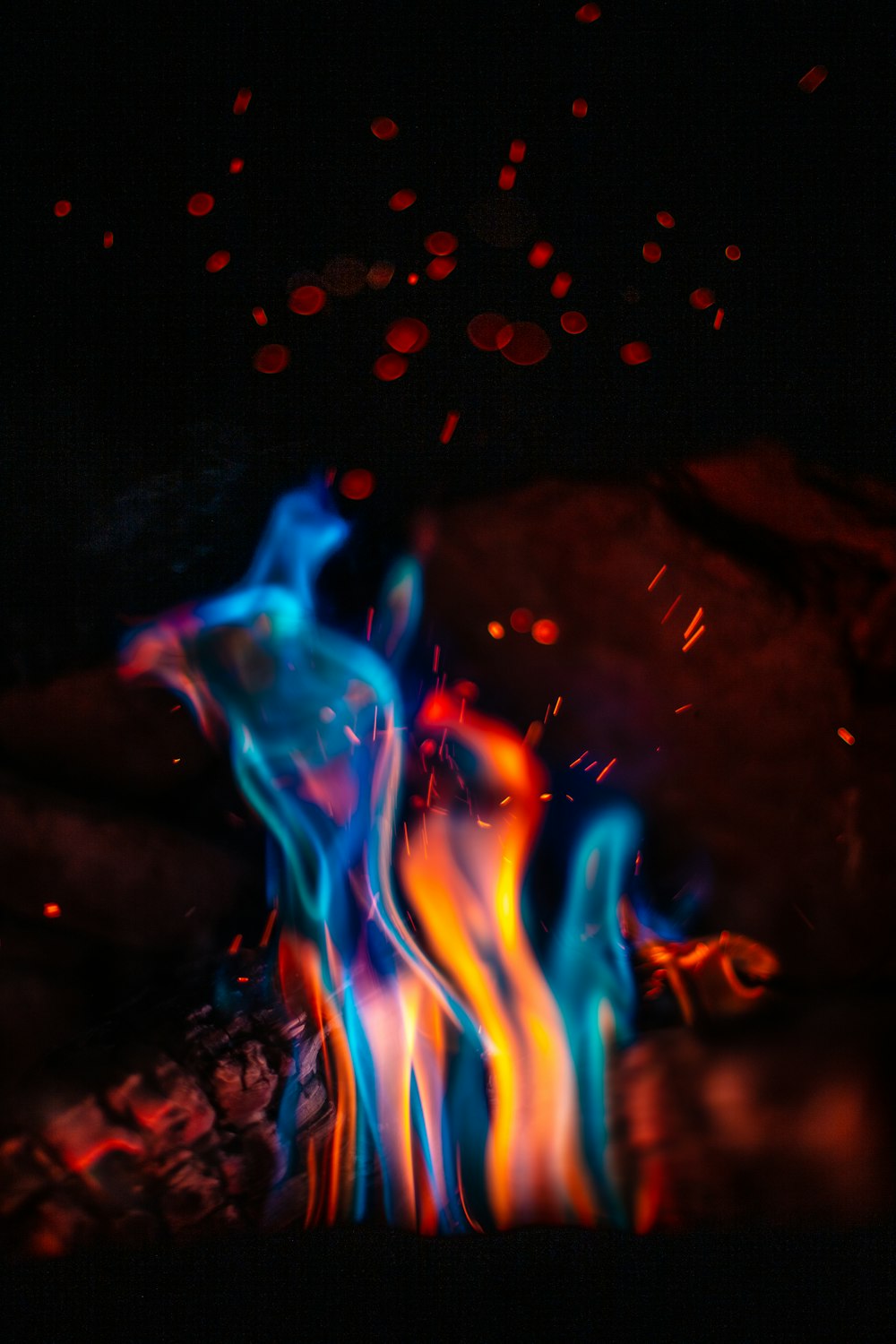 red and blue fire