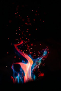 red and blue fire digital wallpaper