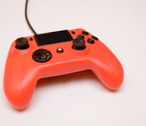 orange corded game controller