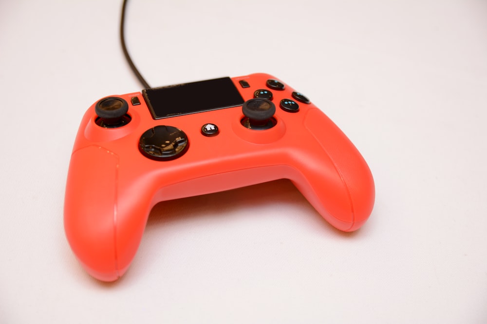 orange corded game controller