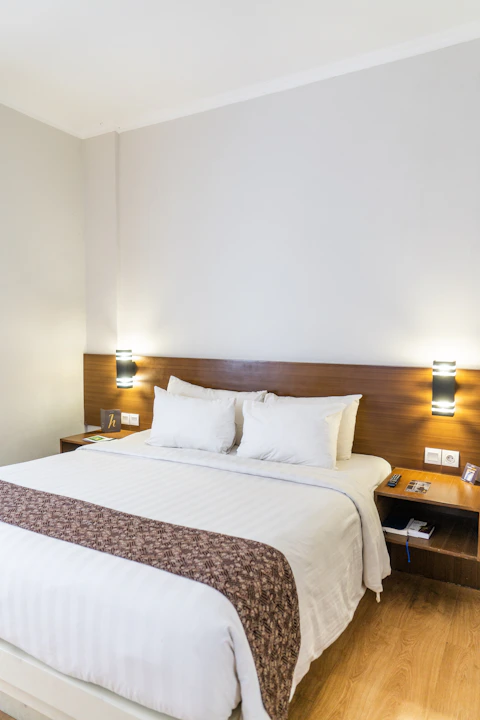 bed with white comforter