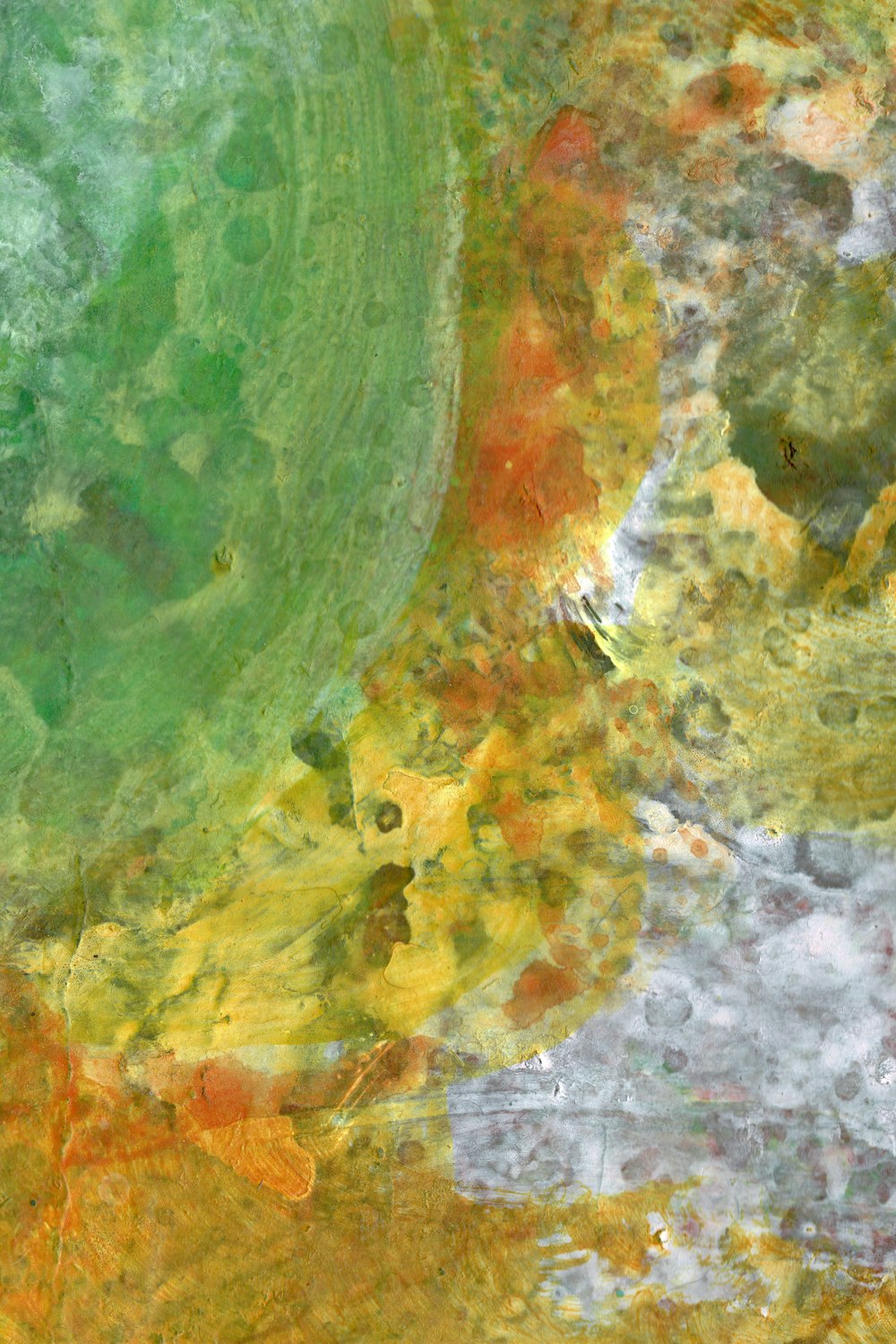 Pintura abstracta amarilla y verde