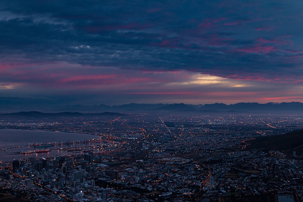 aerial photography of city skyline during nighttime