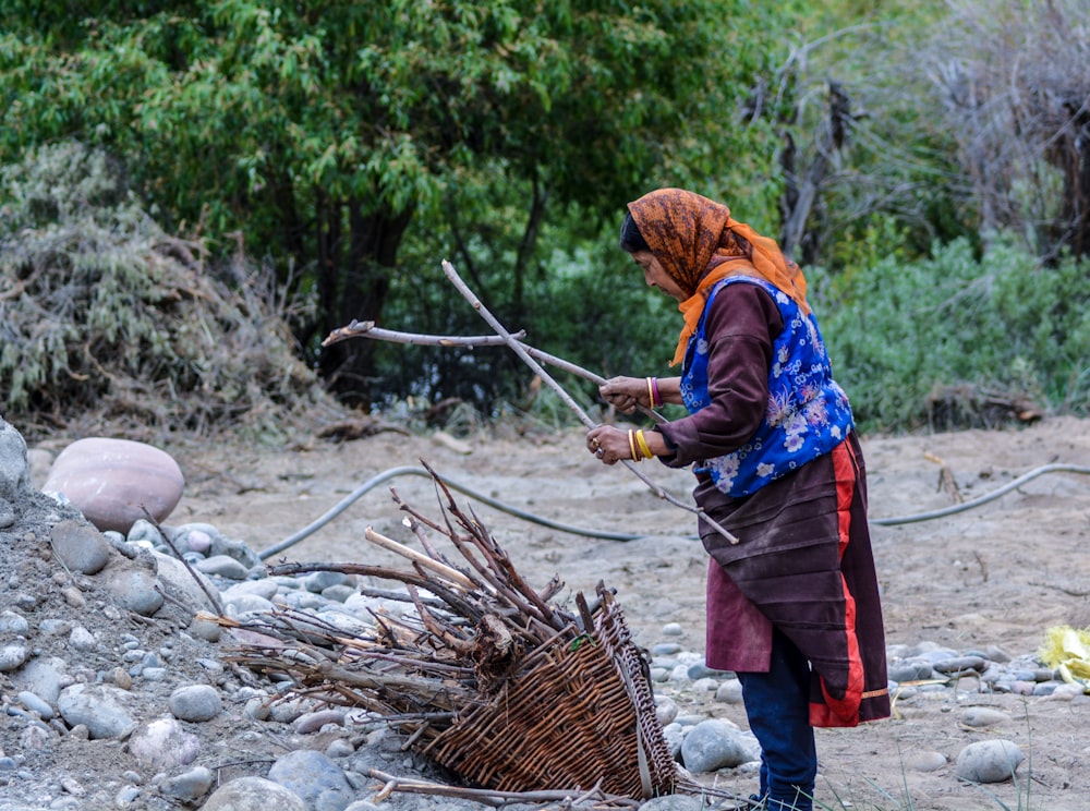 woman picking woods