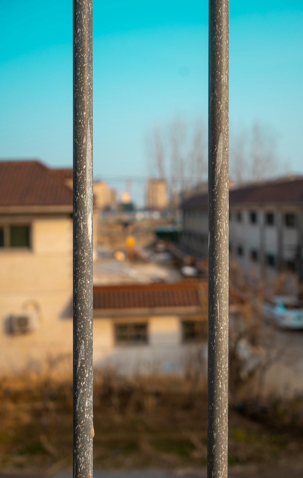 two gray metal frames