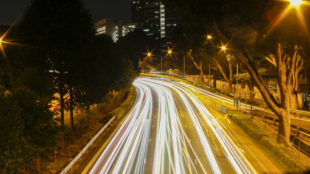 time lapse photography of road