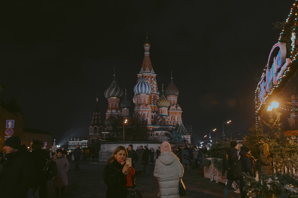 people standing near St. Basil's Cathedral