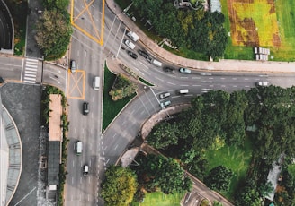aerial photograph of road intersection