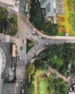 aerial photograph of road intersection