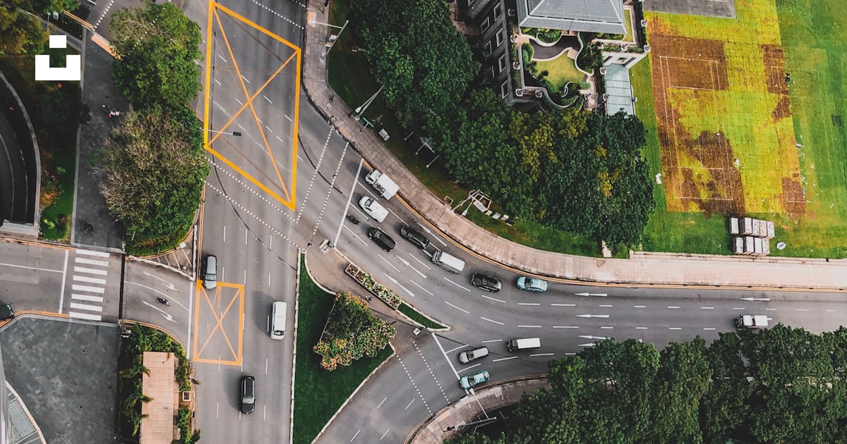 Aerial photograph of road intersection photo – Free Road Image on Unsplash