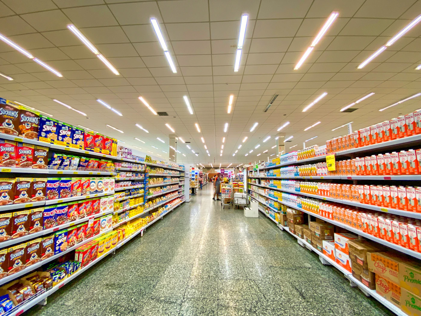 Modern supermarket aisle