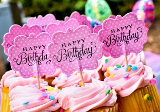 pink cupcakes on tray