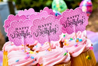 pink cupcakes on tray