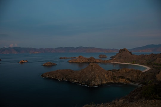 aerial photograph of islands in Komodo National Park Indonesia