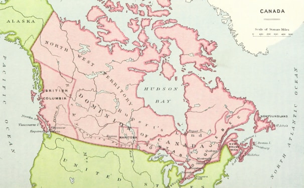 A map of Canada highlighting the areas served by telius int’s internet and phone services.