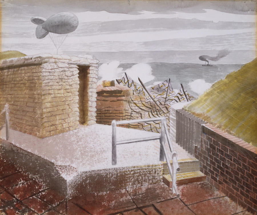 Coastal Defences, watercolour by Eric Ravilious, 1941