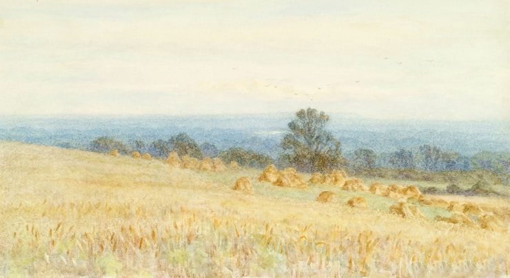 Harvest Fields in Westerham, Kent, 1880-1910 by Helen Allingham