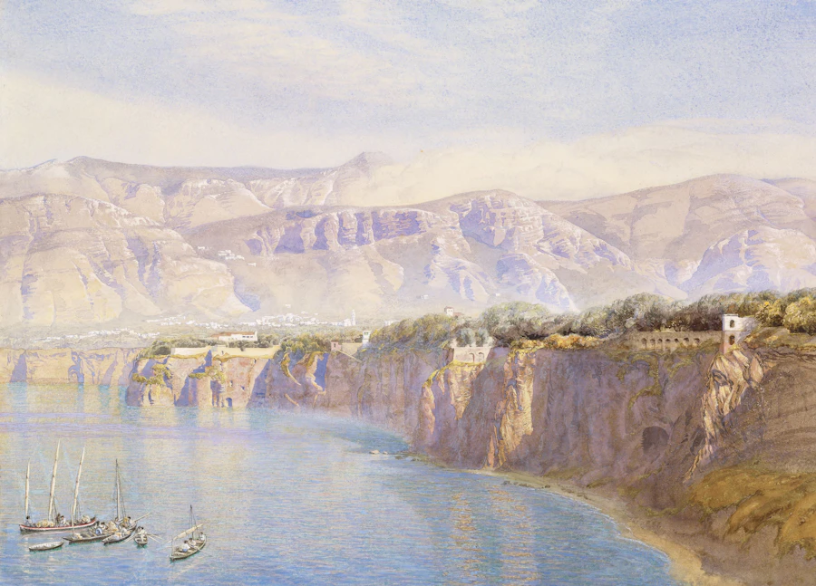 Near Sorrento, watercolour by John Brett, 1863