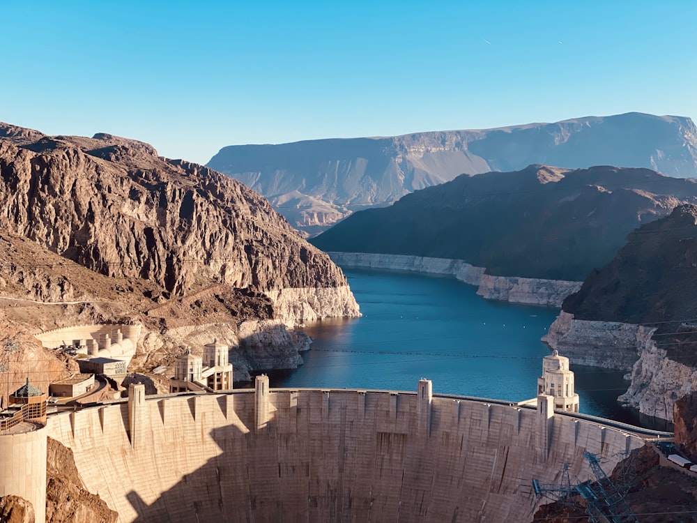 beige concrete water dam