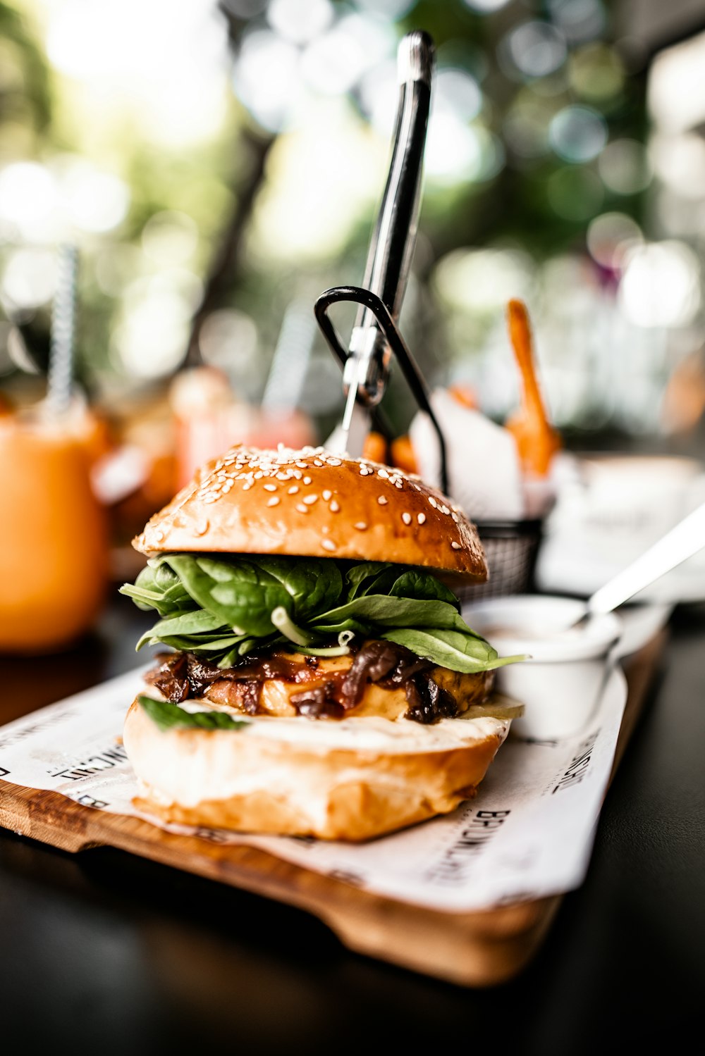 burger on tray