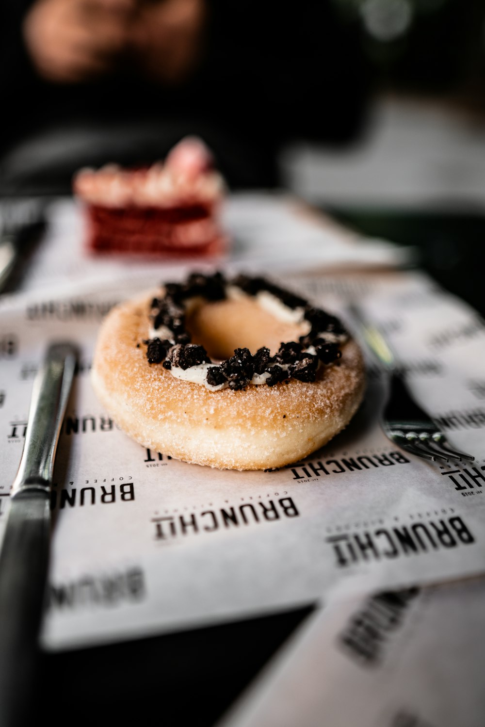 doughnut on white surface