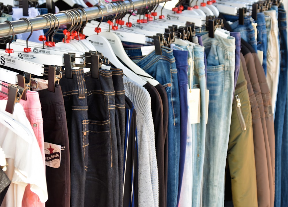 Second-hand clothes on a rack