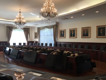 Elegant meeting room where clients discuss their financial goals