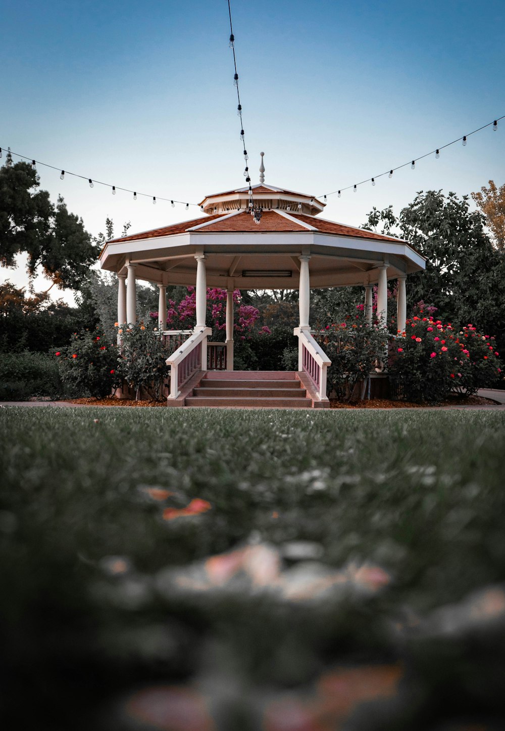 brown and white gazebo