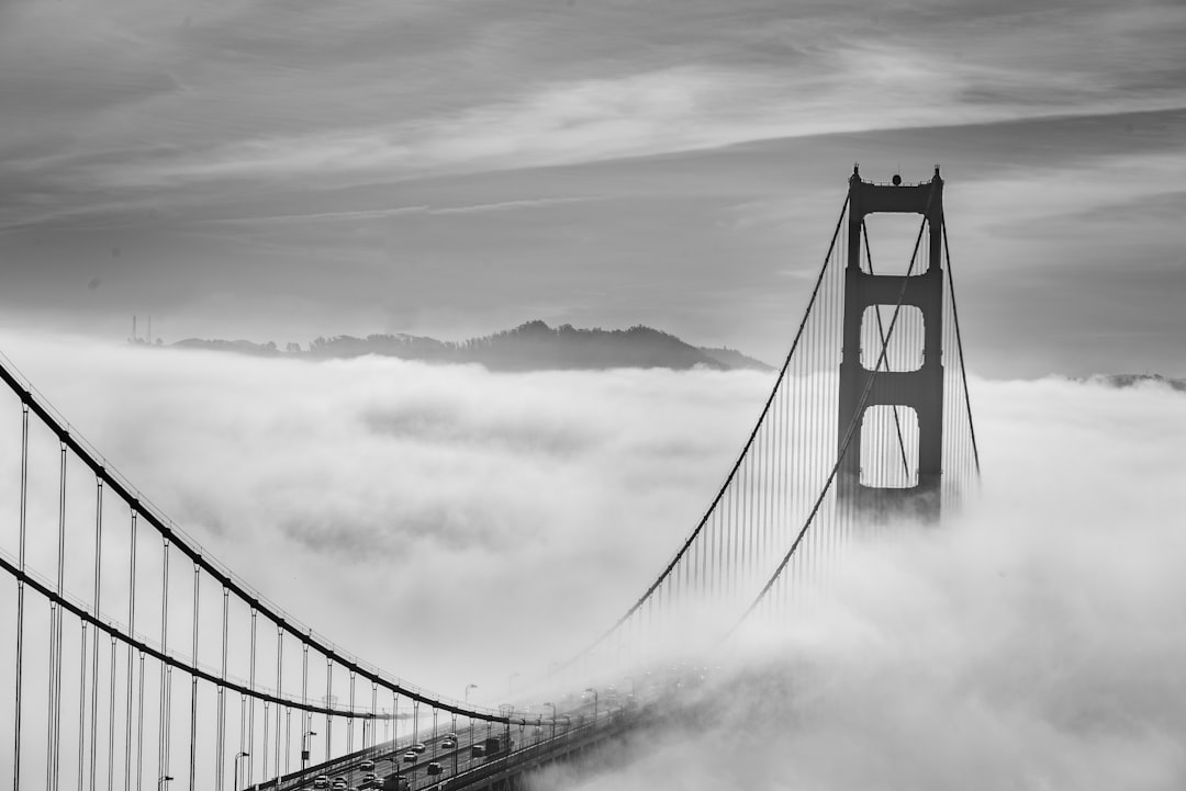 grayscale photography of bridge