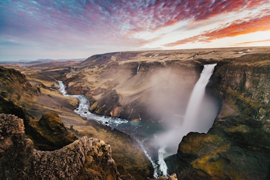 view of waterfalls at daytime in Háifoss Iceland