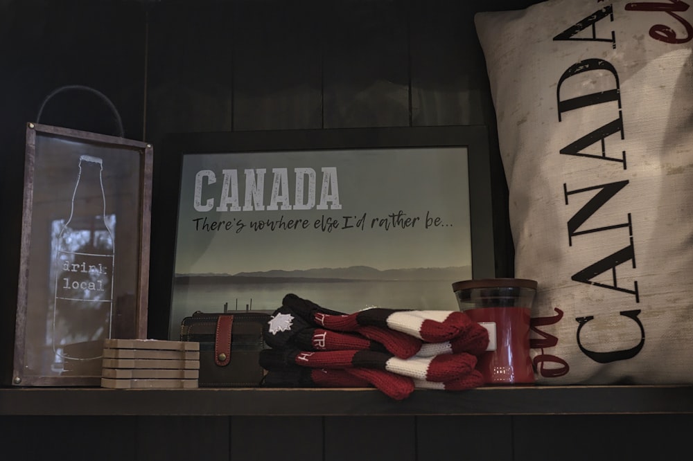 red cloths on wooden table beside wall