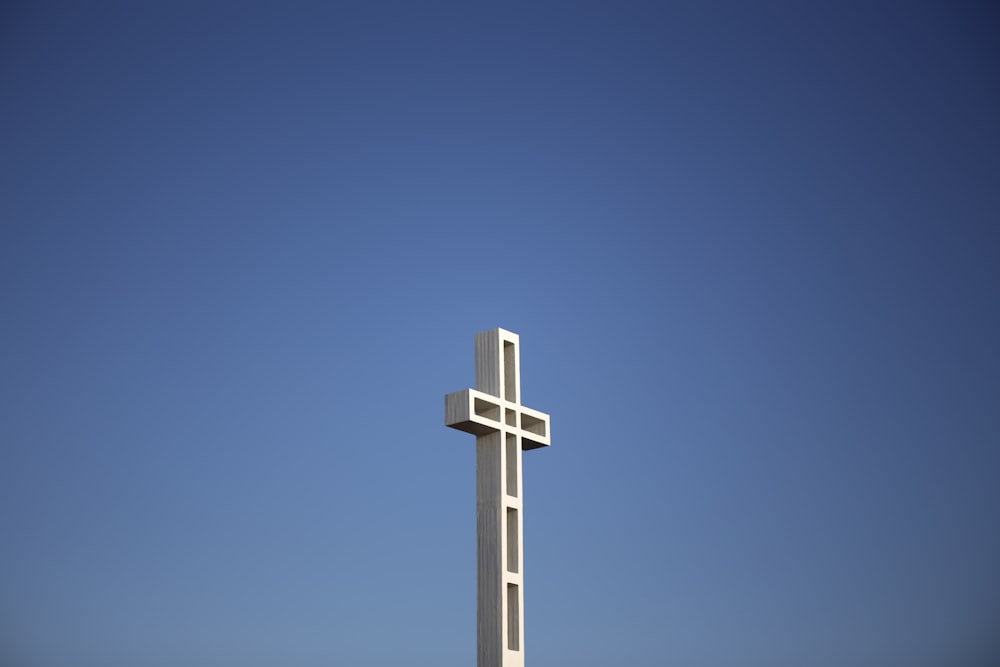 architectural photography of white cross