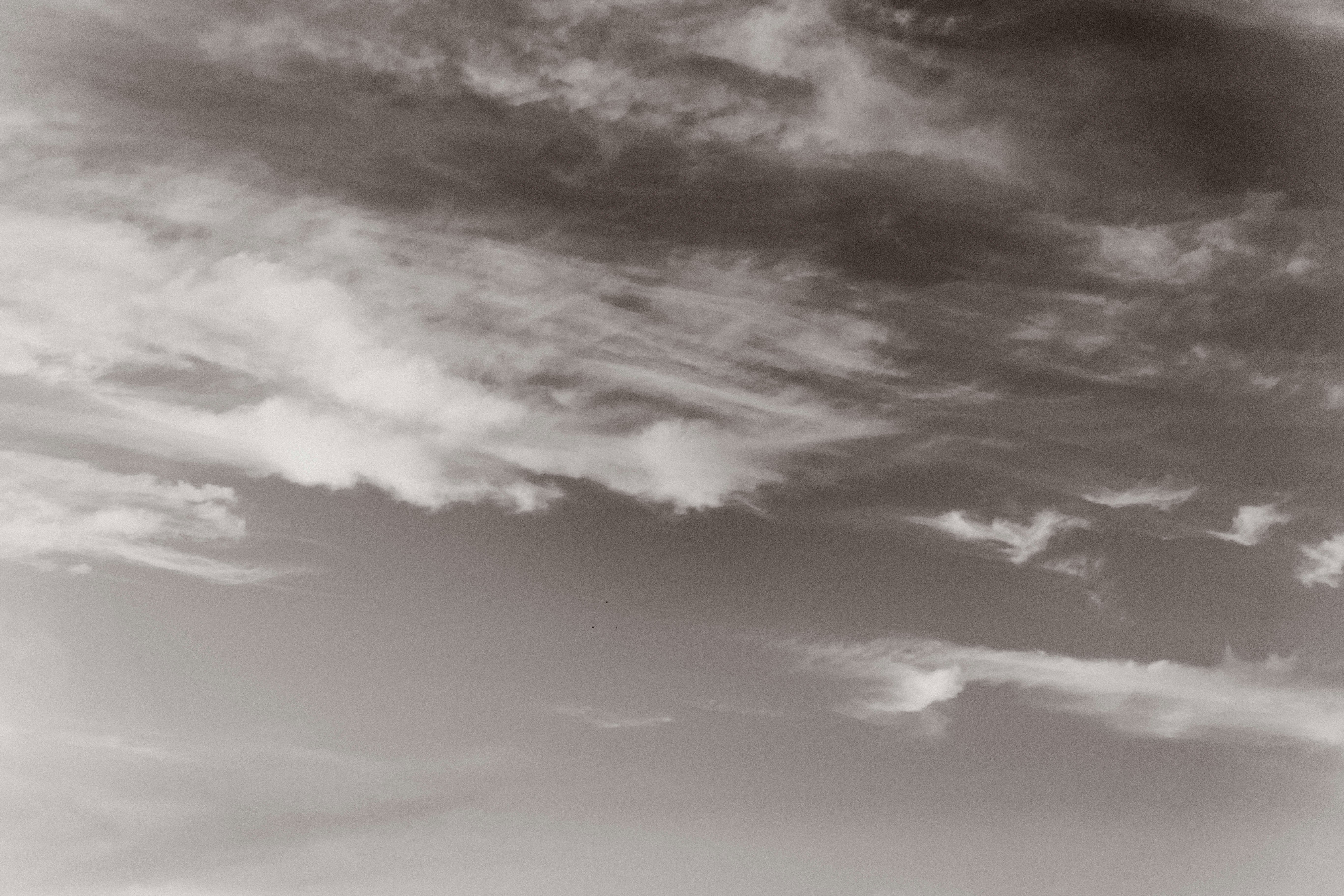 a black and white photo of a plane flying in the sky