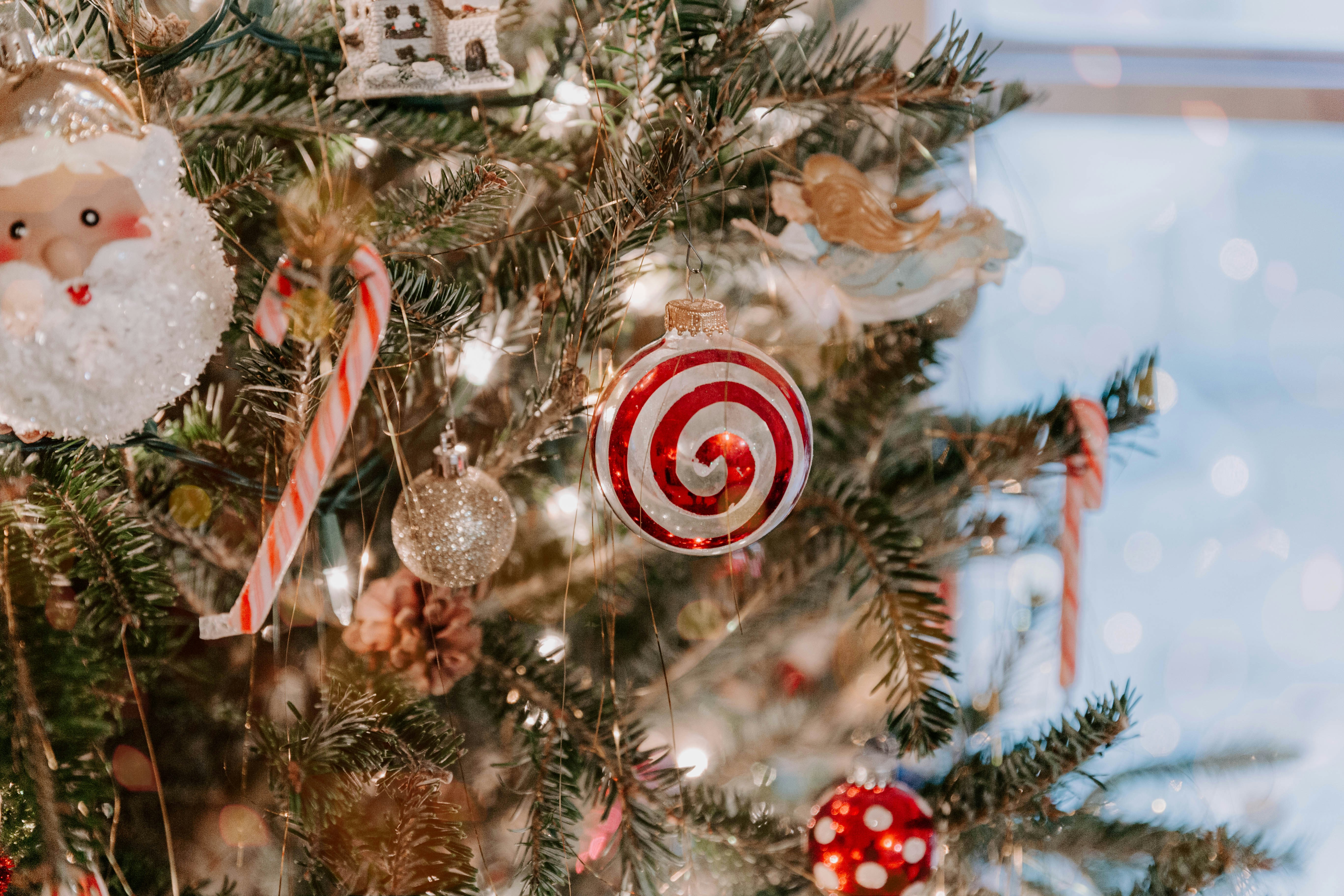 red and white Christmas bauble