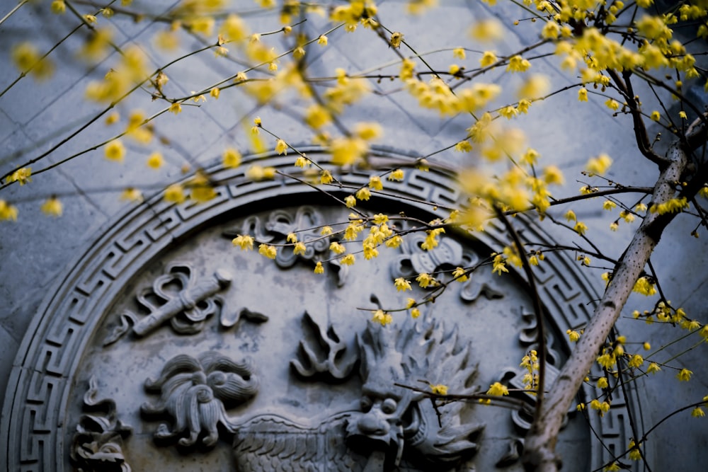 bas relief on gray wall