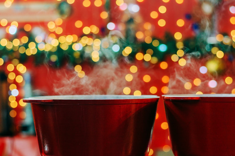 two red-and-white beer cups