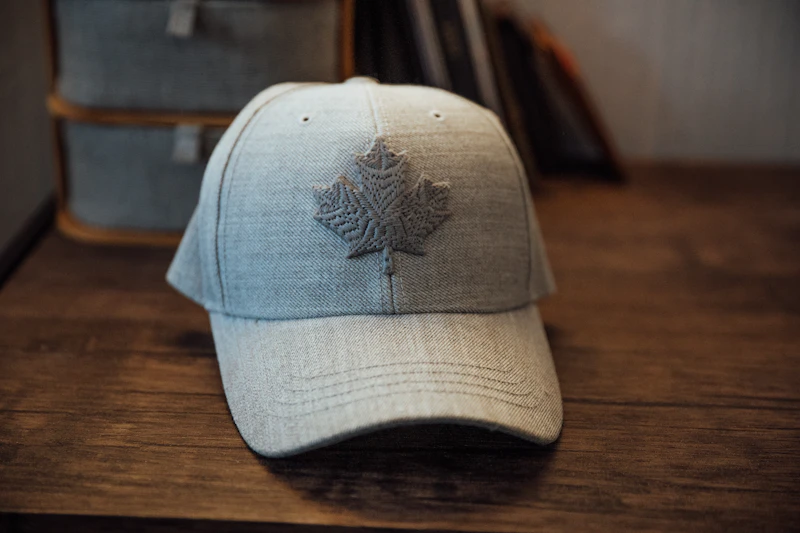 Structured grey cap with raised embroidery on the front panel